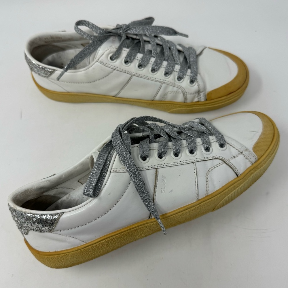 SAINT LAURENT Leather Low-Top Sneakers size 37.5